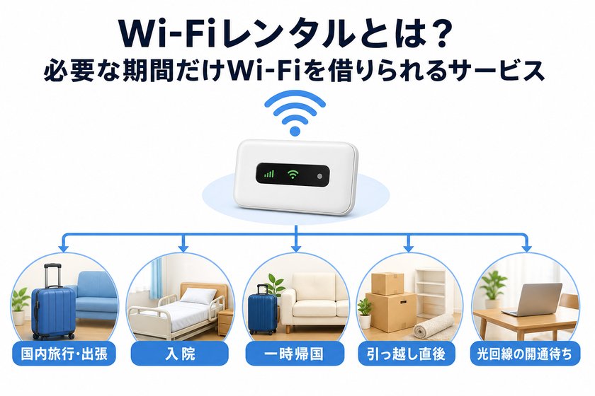3〜4段階のステップ図:Wi-Fiレンタルとは?必要な期間だけWi-Fiを借りられるサービス