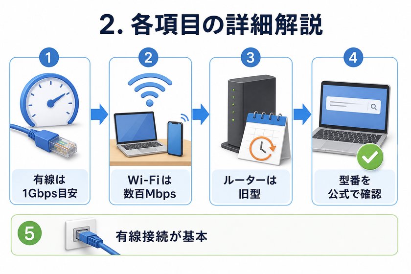 3〜4段階のステップ図:2. 各項目の詳細解説