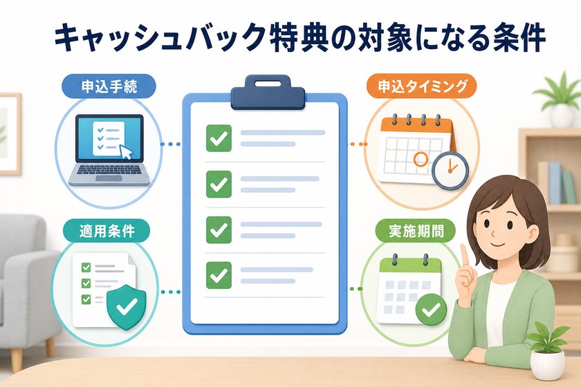 棒グラフ・差分強調表：キャッシュバック特典の対象になる条件